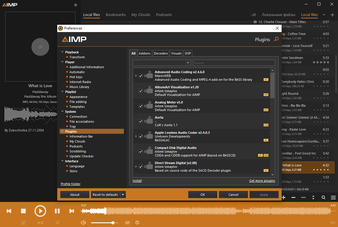 AIMP (screenshot, photo)