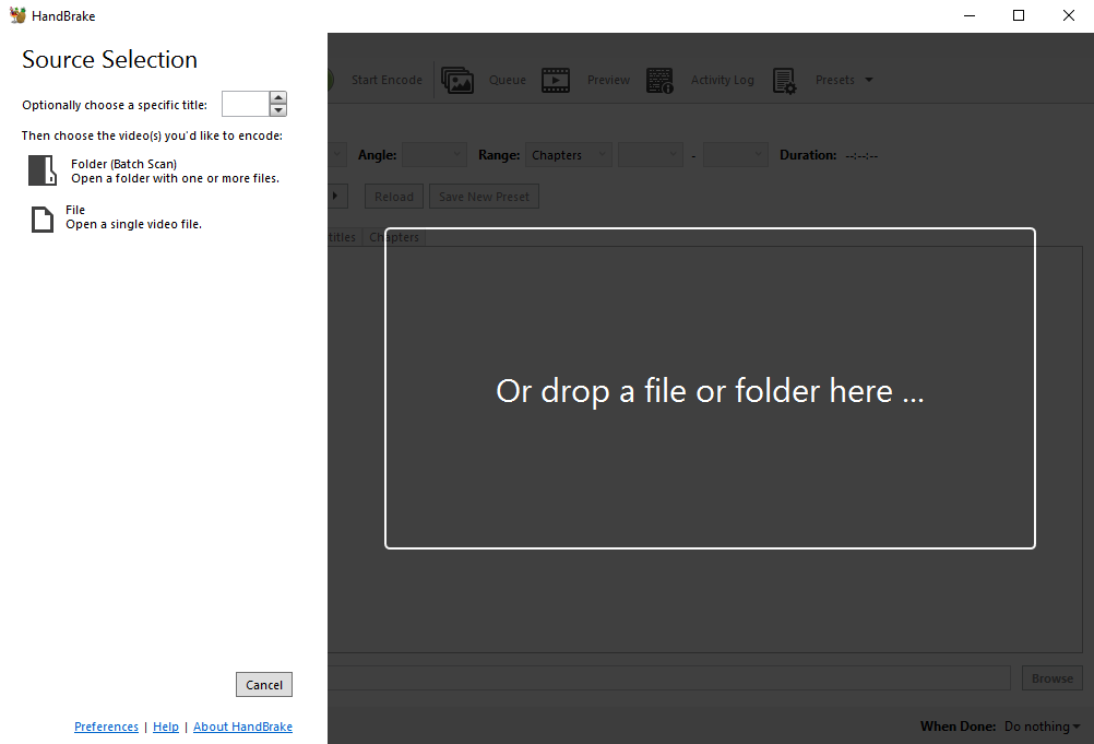 HandBrake (screenshot, photo)