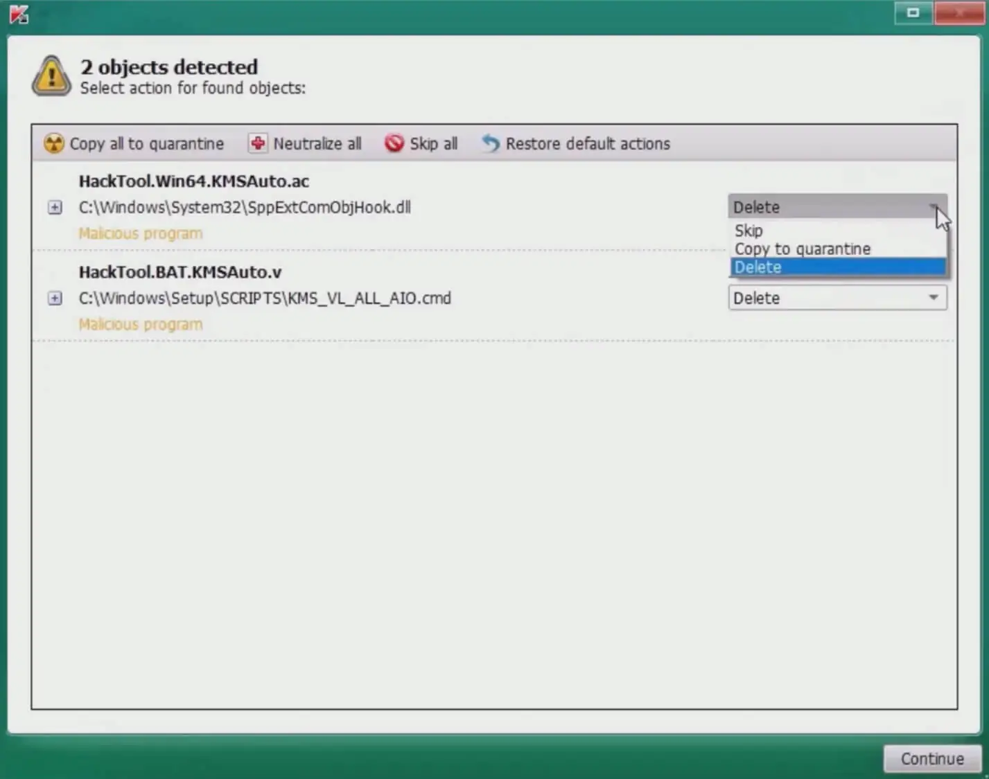 Kaspersky Virus Removal Tool (screenshot, photo)