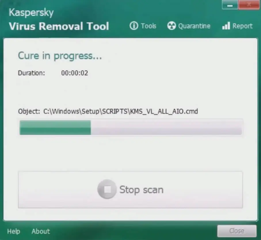 Kaspersky Virus Removal Tool (screenshot, photo)