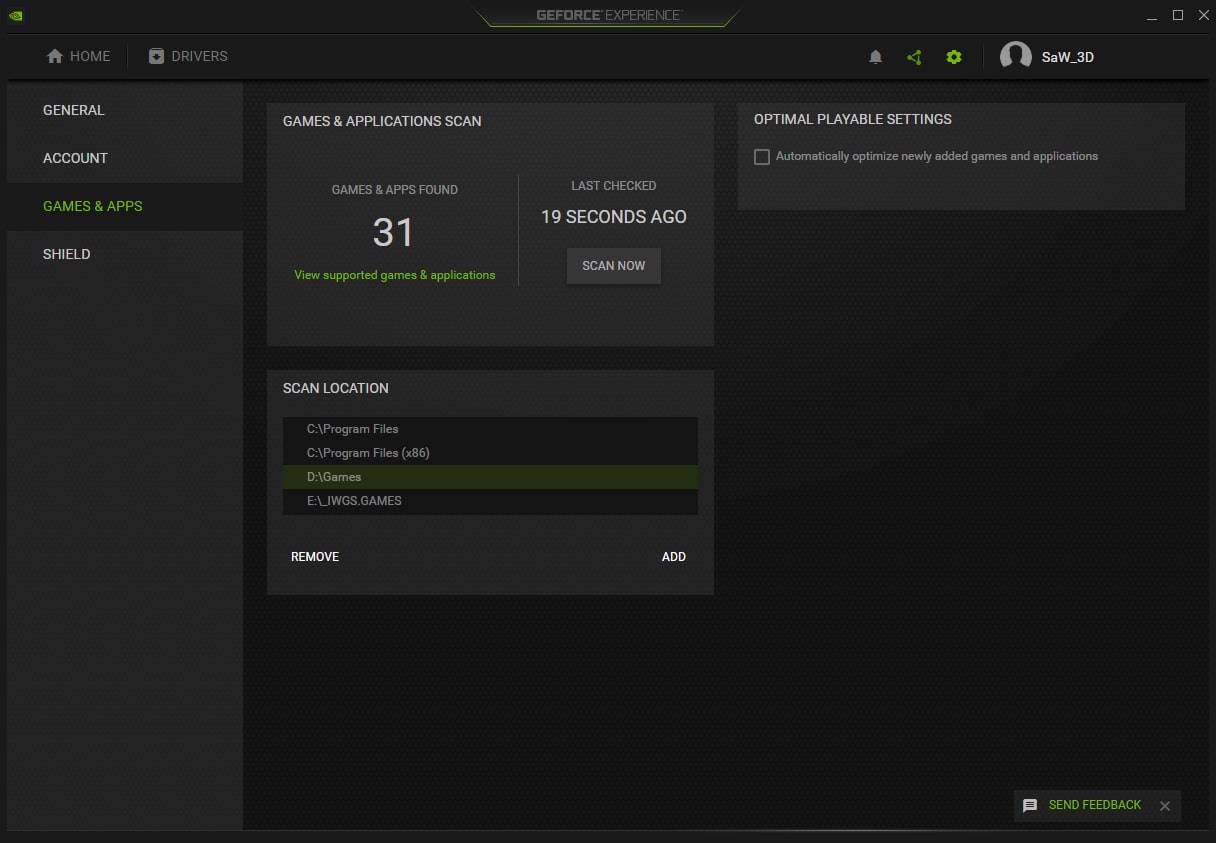 Nvidia Geforce Experience (screenshot, photo)