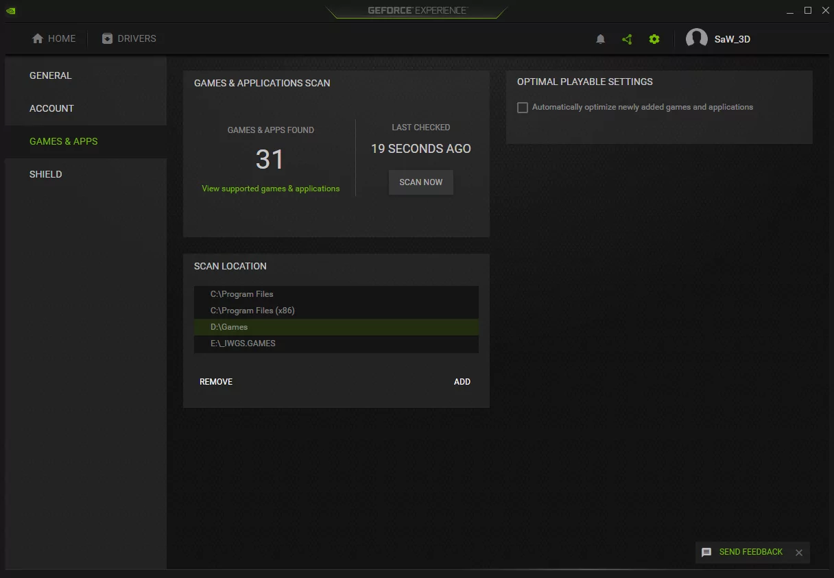 Nvidia Geforce Experience (screenshot, photo)