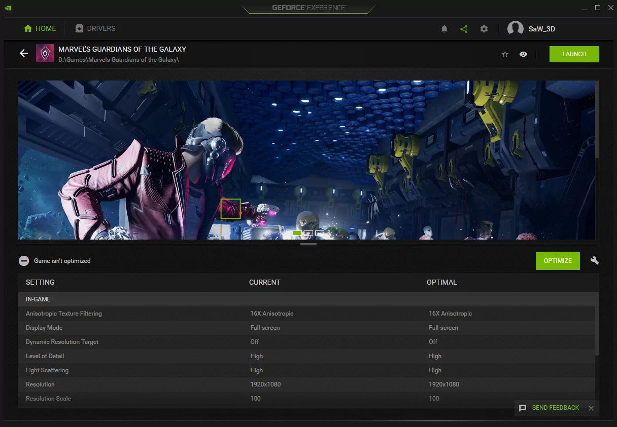 Nvidia Geforce Experience (screenshot, photo)