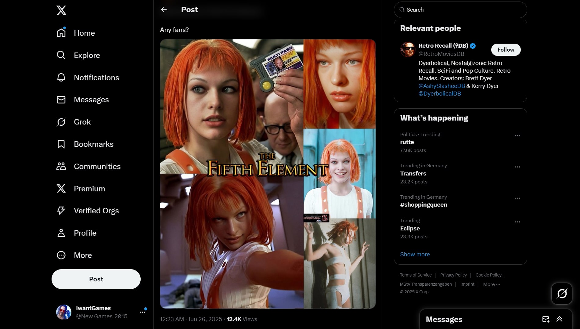 X (Twitter) (screenshot, photo)