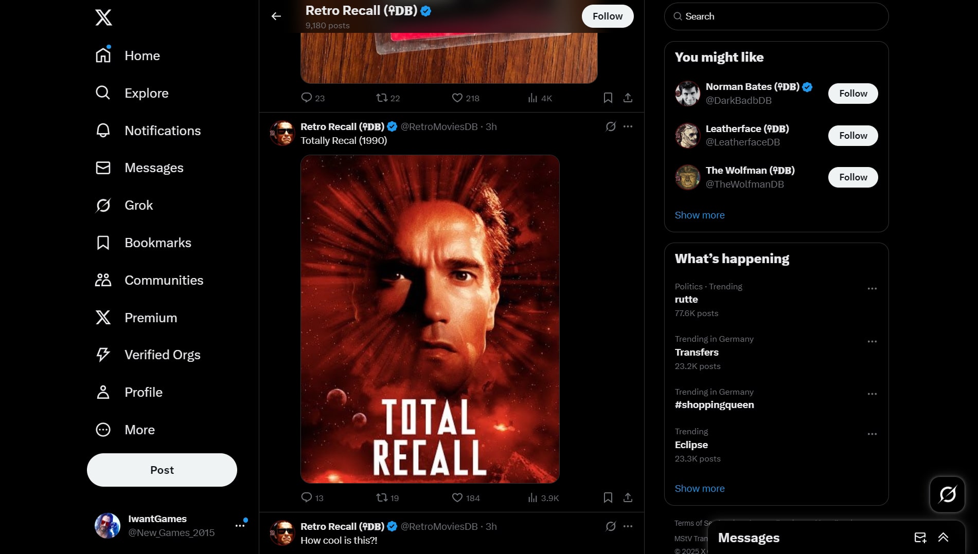 X (Twitter) (screenshot, photo)