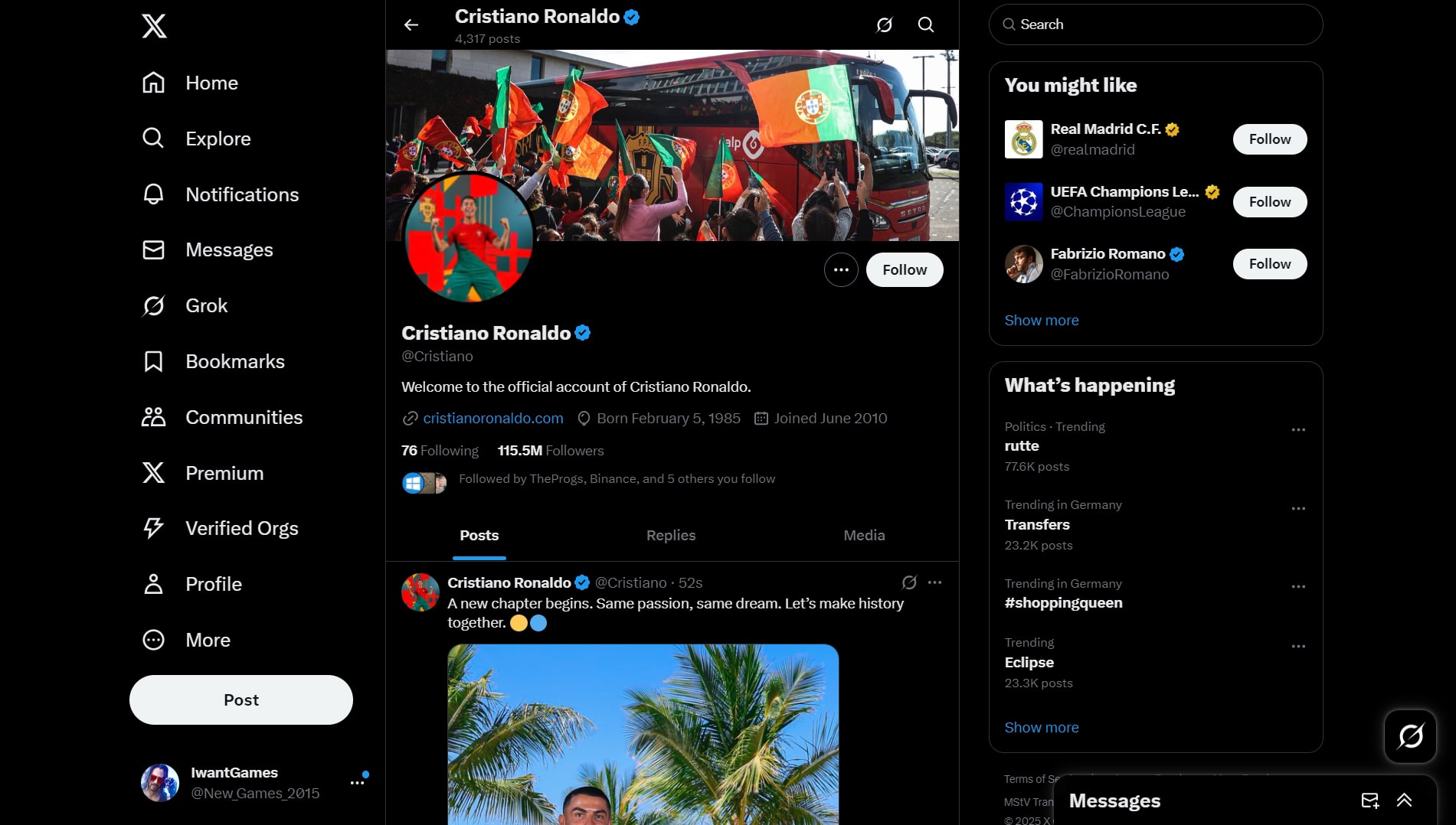 X (Twitter) (screenshot, photo)