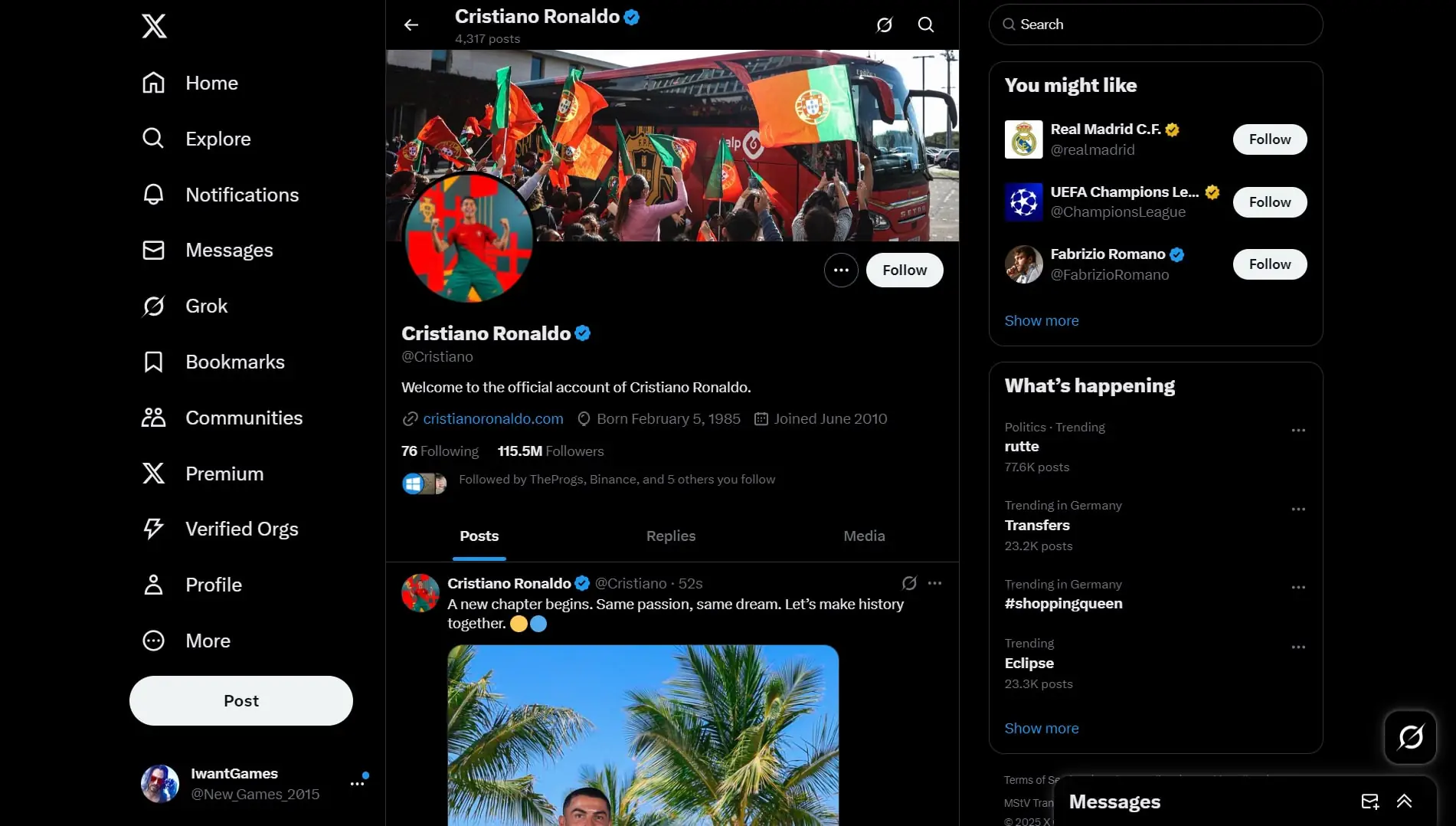 X (Twitter) (screenshot, photo)